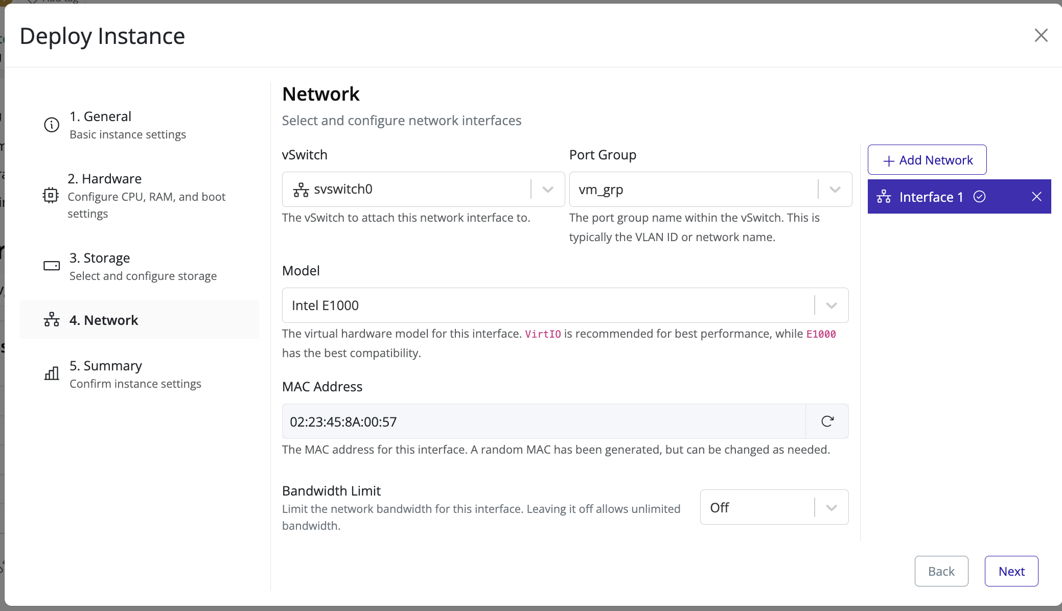 Instance deploy networking step with a NIC attached to the instance