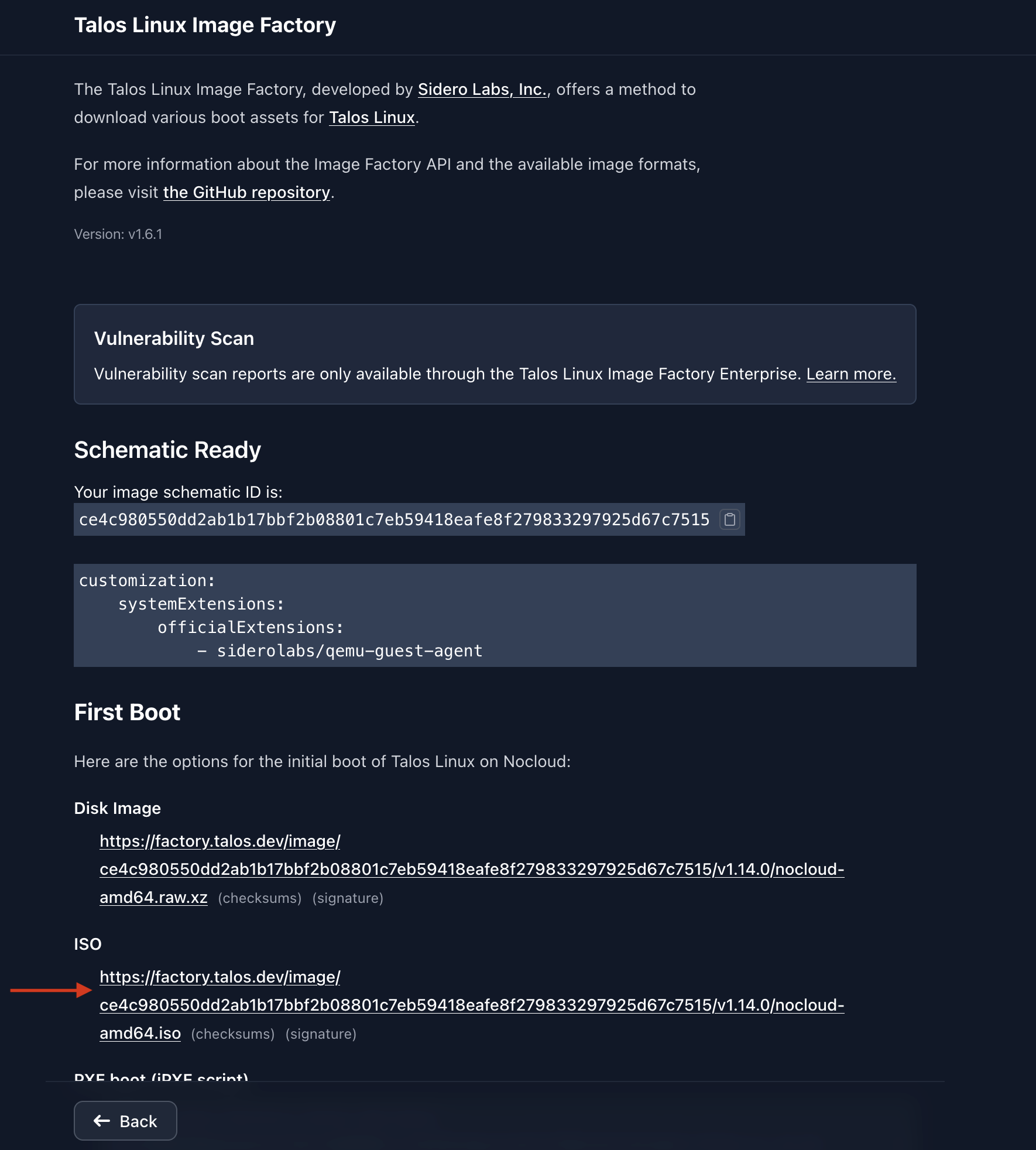 Image factory form with the ISO generated