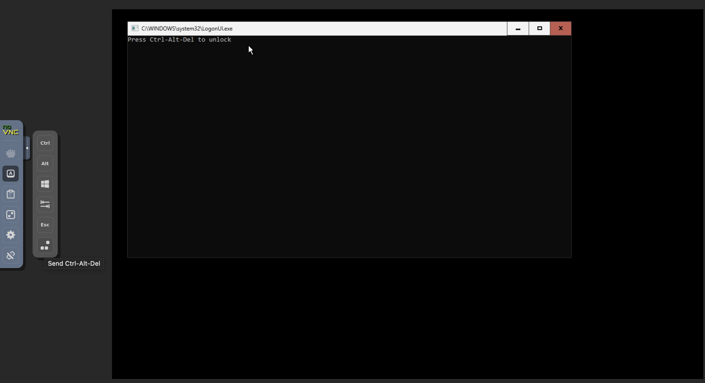 Clicking the Ctrl-Alt-Del button in the console