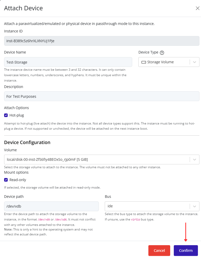 Confirm Storage Volume Attachment