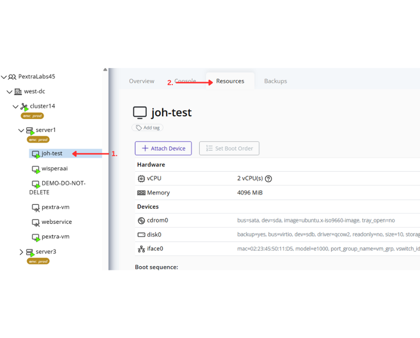 Instance Resources Page