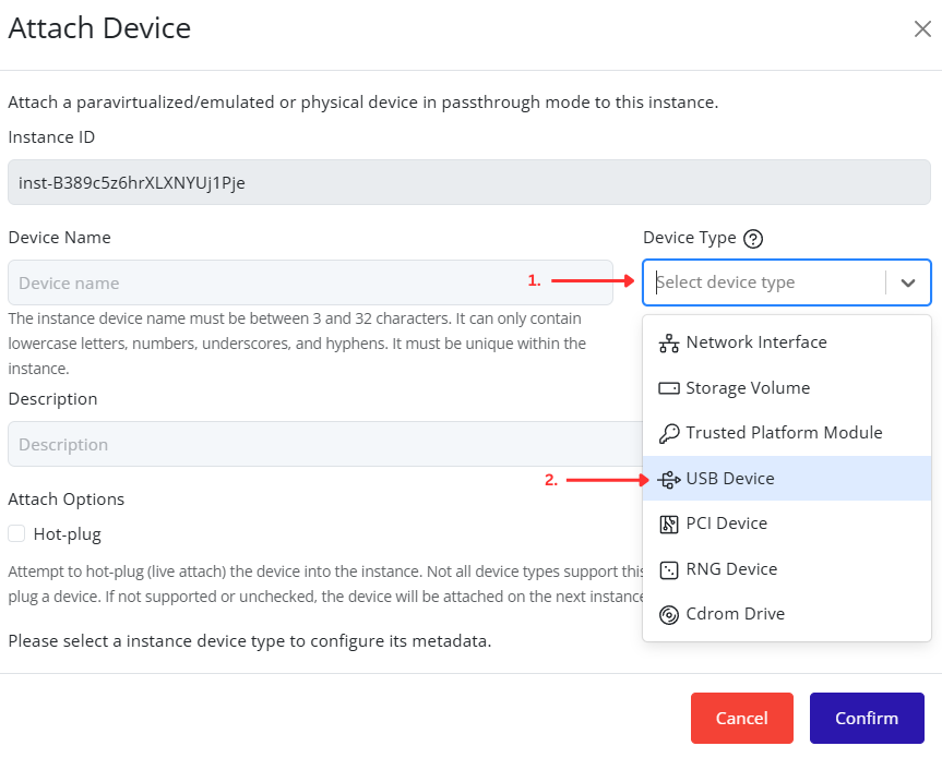 USB Device Type Selection
