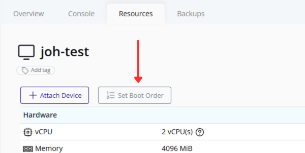 Set Boot Order Button