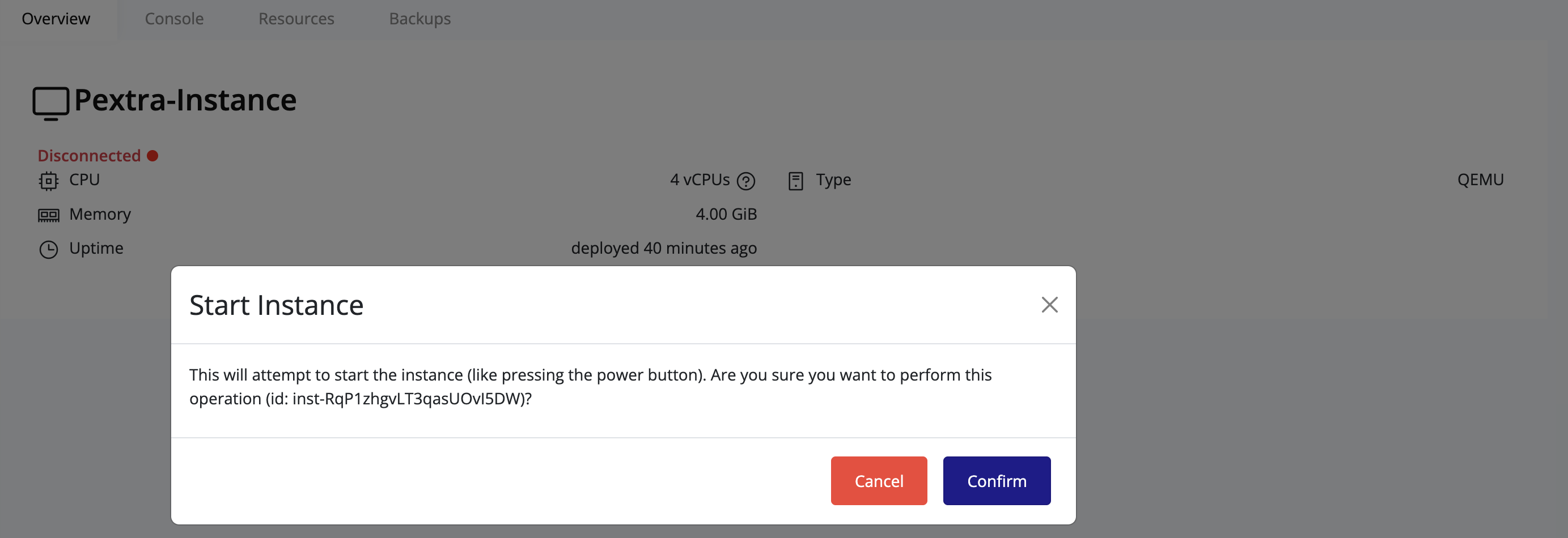 Instance State Confirm Start