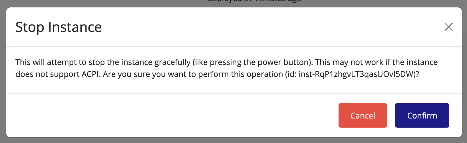 Instance State Confirm Stop