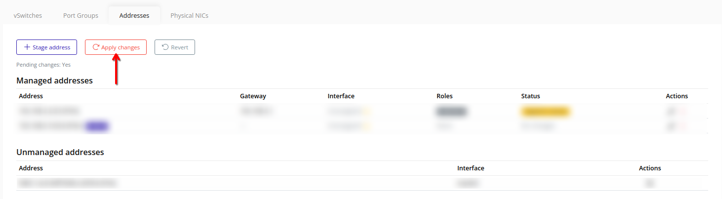Apply changes button in the web interface