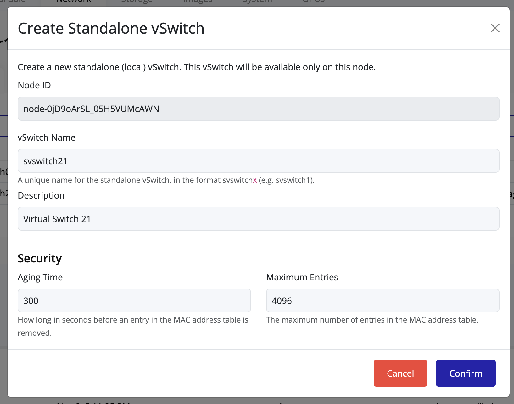 Create vSwitch General