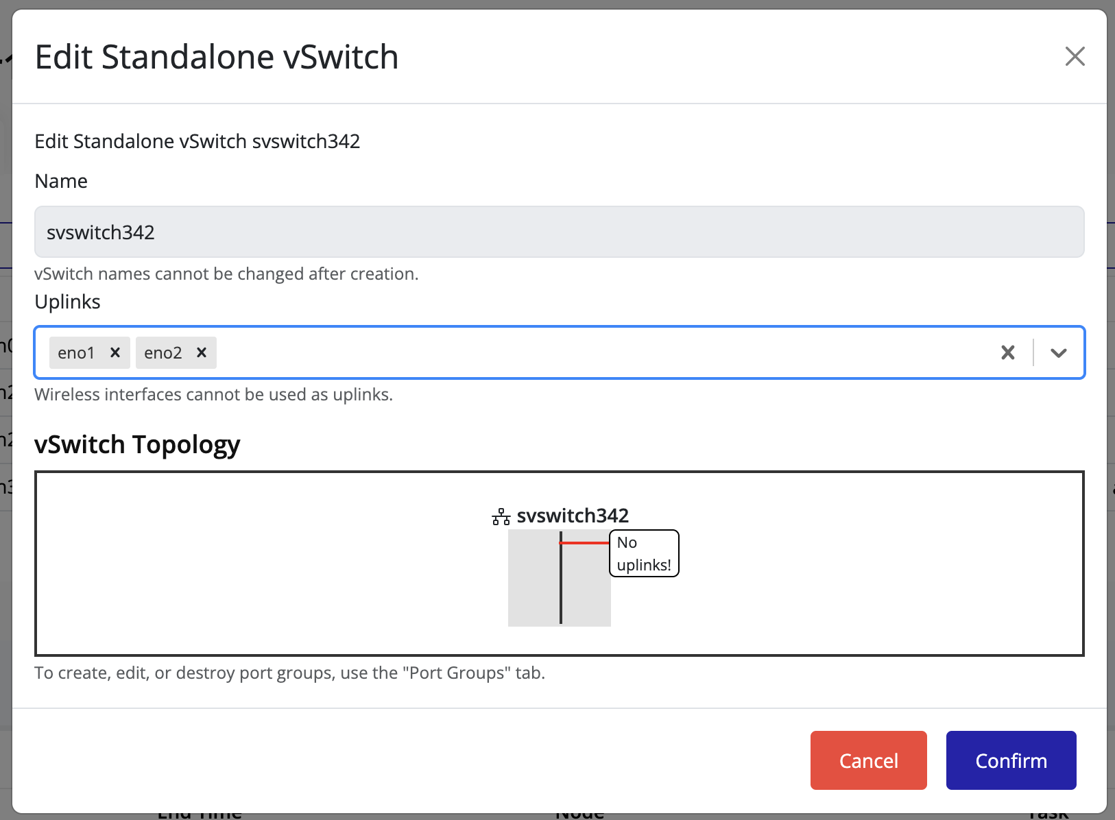 vSwitch Uplinks View