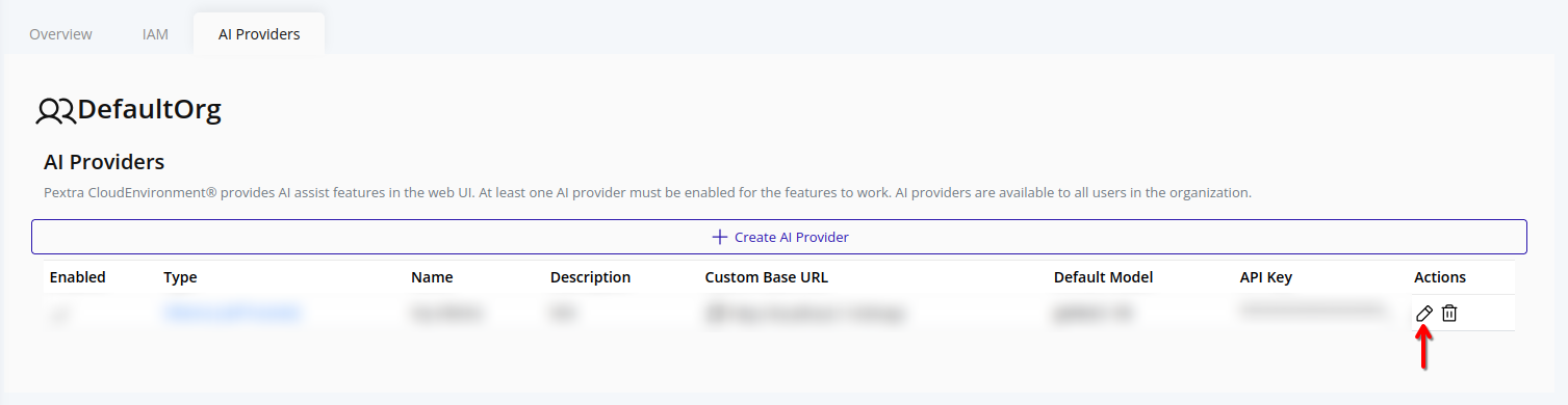 Edit AI Provider button