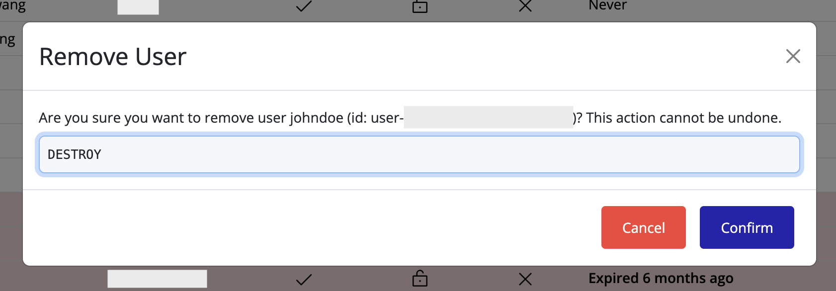 Create User dialog in IAM