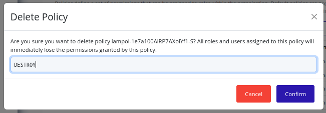 Delete Policy Confirmation
