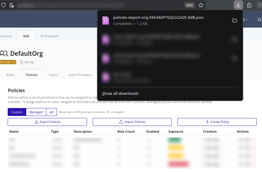 JSON file browser download prompt