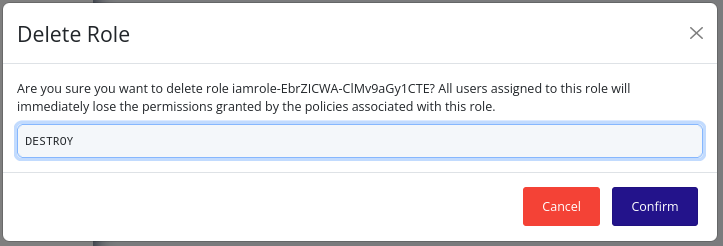Delete Role Confirmation